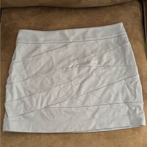 Express Cream Ruched Pencil Mini Skirt